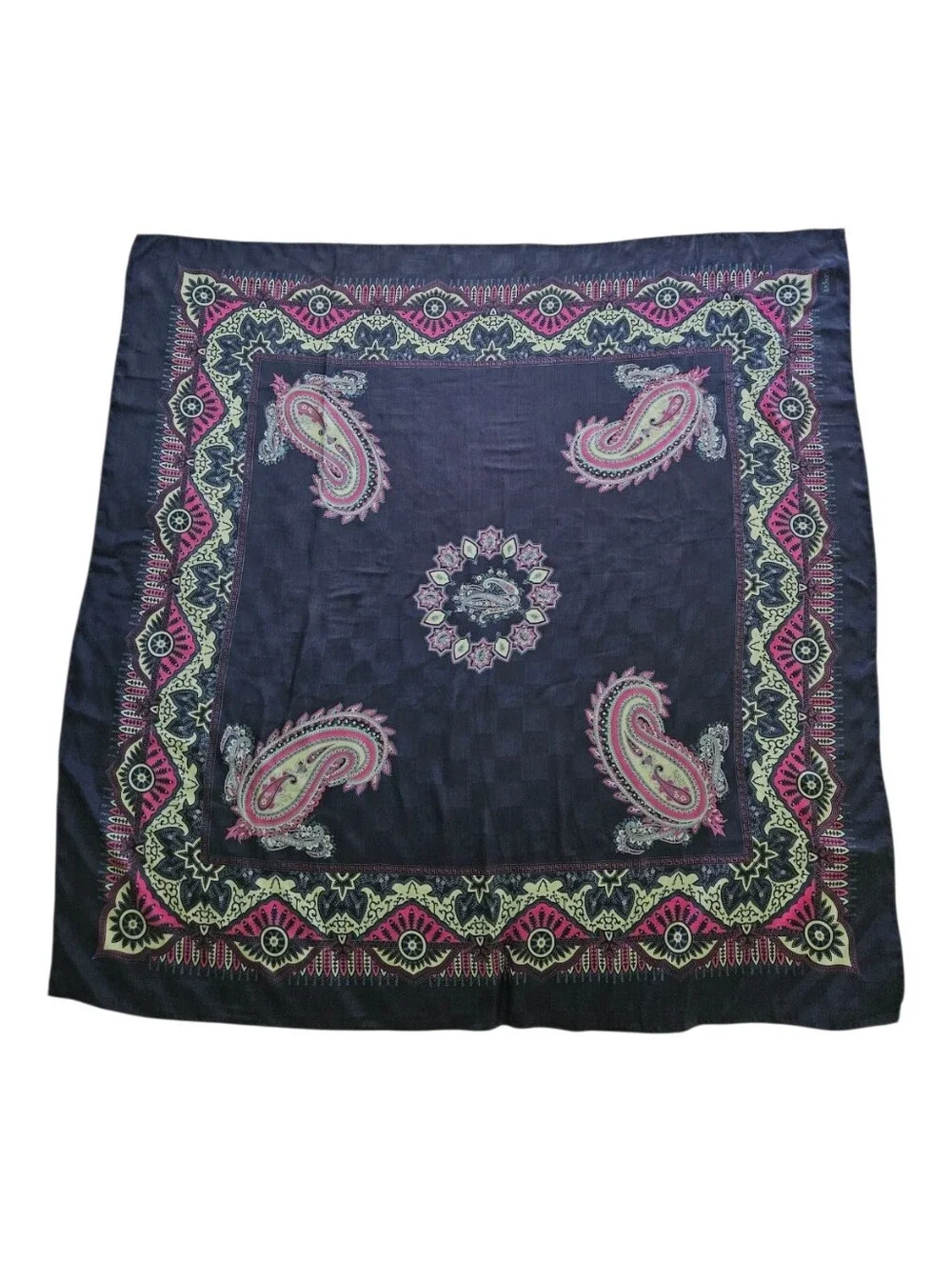 Ipeker Navy Paisley Square Scarf 45